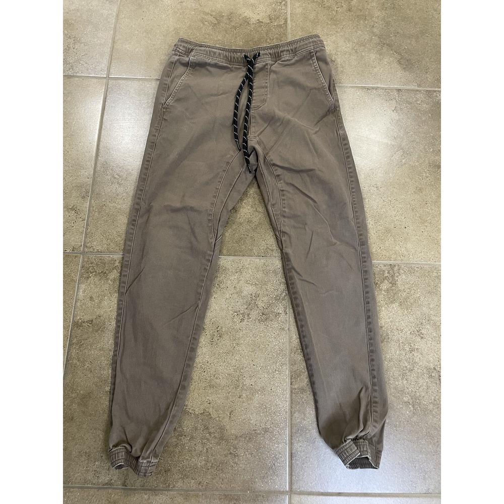 Charles And A Half Pants Mens Sz S Khaki Jogger Cotton Tapered Leg Drawstring